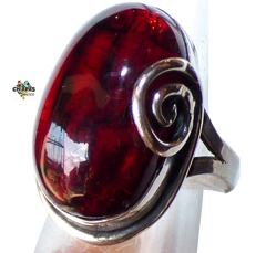 Anillo De Ámbar Rojo & Plata Ley #8 (AR62) - comprar en línea