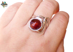 Anillo De Ámbar Rojo & Plata Ley #8 (AR66) en internet
