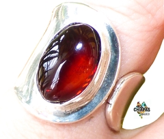 Anillo De Plata Ley 925 & Ámbar Rojo (#6.5 - 8) AR63 - comprar en línea
