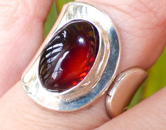 Anillo De Plata Ley 925 & Ámbar Rojo (#6.5 - 8) AR63 - comprar en línea
