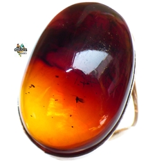 Anillo de Ámbar Rojo & Plata Ley #8.5 (ARJ5)