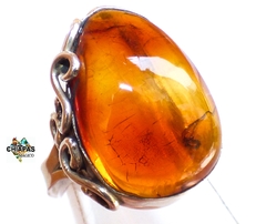 Anillo De Ámbar Cognac & Plata Ley #8 (CGN10) - comprar en línea
