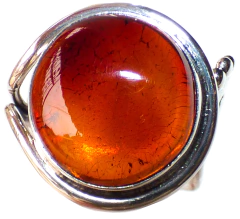 Anillo De Ámbar Rojo & Plata .925 (#7-8)