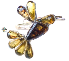Anillo Ajustable "Colibrí" De Ámbar Y Plata Ley - Chiapas Mágico