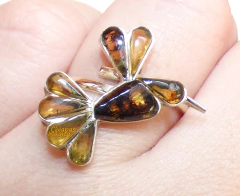 Anillo Ajustable "Colibrí" De Ámbar Y Plata Ley - tienda en línea
