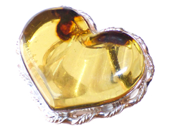 Anillo Corazón de Ámbar & Plata Ley #5.5 (C4)