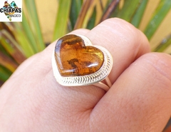 Anillo Corazón de Ámbar & Plata Ley #9 (C52) - comprar en línea