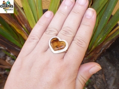 Anillo Corazón de Ámbar & Plata Ley #9 (C52) en internet
