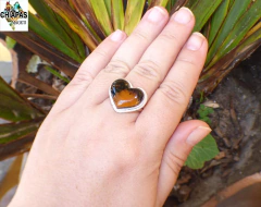 Anillo Corazón de Ámbar & Plata Ley #8 (C53) en internet