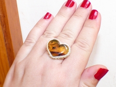 Anillo Corazón de Ámbar & Plata Ley #9 (C54) en internet