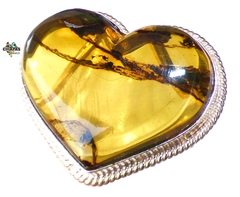Anillo Corazón de Ámbar & Plata Ley #9 (C55)