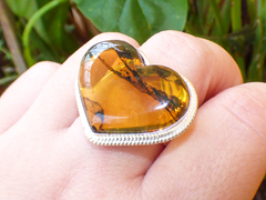 Anillo Corazón de Ámbar & Plata Ley #9 (C55) - comprar en línea
