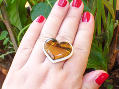 Anillo Corazón de Ámbar & Plata Ley #9 (C55) en internet