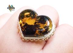 Anillo Corazón de Ámbar & Plata Ley #9 (C56) - comprar en línea