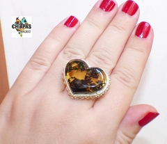 Anillo Corazón de Ámbar & Plata Ley #9 (C56) en internet