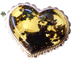 Anillo Corazón de Ámbar & Plata Ley #9 (C56)