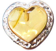 Anillo Corazón de Ámbar & Plata Ley #7.5 (C65)