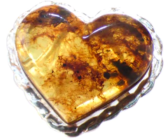 Anillo Corazón de Ámbar & Plata Ley #4.5 (C57)