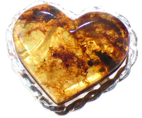 Anillo Corazón de Ámbar & Plata Ley #4.5 (C57)