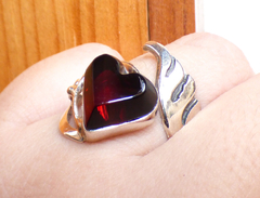 Anillo Ajustable Corazón De Ámbar Rojo & Plata Ley (HTH1) - (copia) - comprar en línea
