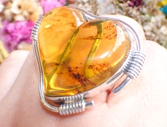 Maxi Anillo De Plata 950 & Corazón De Ámbar #8 en internet