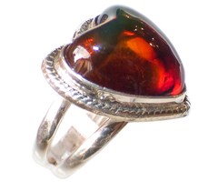 Anillo Corazón De Ámbar Rojo & Plata Ley #7.5 (RJ1) - comprar en línea