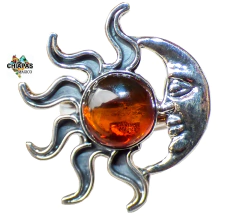 Anillo Ajustable Eclipse de Plata & Ámbar Rojo