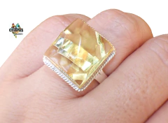 Anillo Ajustable con Ámbar Faceteado & Plata Ley #001 en internet