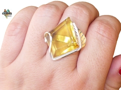 Anillo Ajustable Con Ámbar Faceteado & Plata Ley #002 en internet