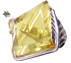 Anillo Ajustable Con Ámbar Faceteado & Plata Ley #002