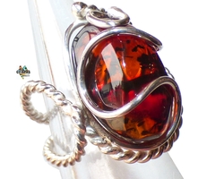 Anillo De Ámbar Rojo & Plata Ley #9 (FLS4) - comprar en línea
