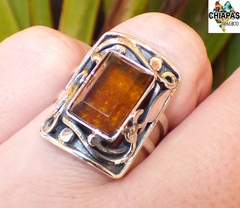 Anillo Ajustable De Ámbar Auténtico & Plata 925 (RT2) - comprar en línea