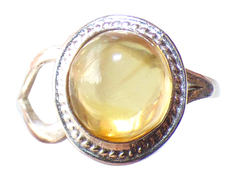Anillo Ajustable Con Ámbar Auténtico & Plata Ley (SM48)