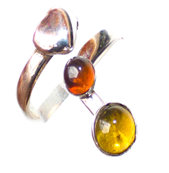 Anillo Ajustable Con Ámbar & Plata 925 (SF10)
