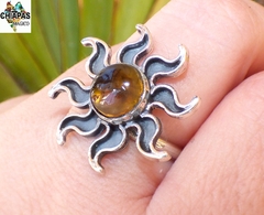 Anillo Ajustable Sol De Ámbar & Plata Ley (SL4) en internet