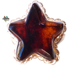 Anillo Con Estrella De Ámbar & Plata Ley #8 (ST2)