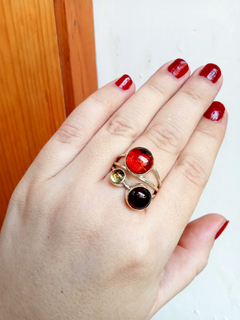Anillo de Plata 950 Con Ámbar Rojo, Naranja & Amarillo #8.5 - comprar en línea