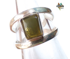 Anillo De Ámbar Verde & Plata Ley #6.5 (VD3) - comprar en línea