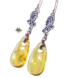 Aretes Con Ámbar Auténtico & Plata Ley (AMB1)