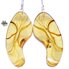 Aretes De Plata & Ámbar Auténtico #017