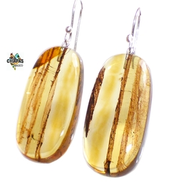 Aretes De Plata & Ámbar Auténtico #018