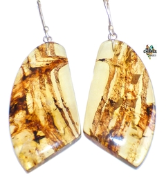 Aretes De Plata & Ámbar Auténtico #019
