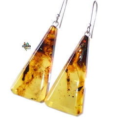 Aretes De Plata & Ámbar Auténtico #009
