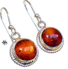 Aretes De Ámbar Rojo & Plata Ley (ARX12)
