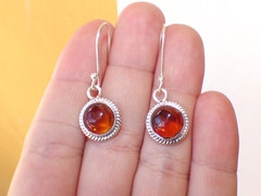 Aretes De Ámbar Cognac & Plata Ley (ARX11) - comprar en línea