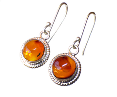 Aretes De Ámbar Cognac & Plata Ley (ARX11)