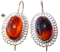 Aretes De Ámbar Rojo & Plata Ley (ARX2) - comprar en línea