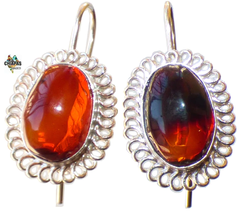 Aretes De Ámbar Rojo & Plata Ley (ARX2) - comprar en línea