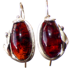 Aretes De Ámbar Rojo & Plata Ley (ARX6) - comprar en línea