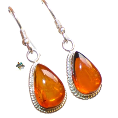 Aretes De Ámbar Cognac & Plata Ley (ARX8)